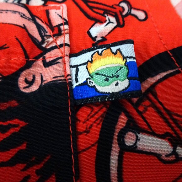 Vintage Flamehead JNCO Button Shirt Medium Red 90s Skater BMX Bike Cartoon Skate - Picture 4 of 16